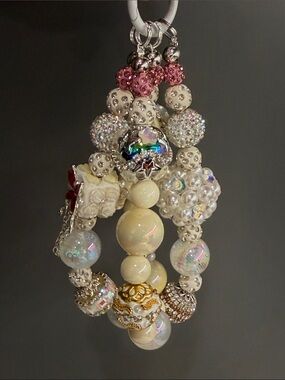Oversized Beads and Charms Single Hook Purse Charm White Hook